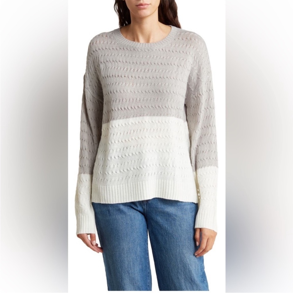 Adrianna Papell Colorblock Crew Neck Sweater Size  XL